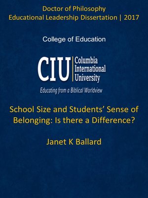cover image of School Size and Students’ Sense of Belonging: